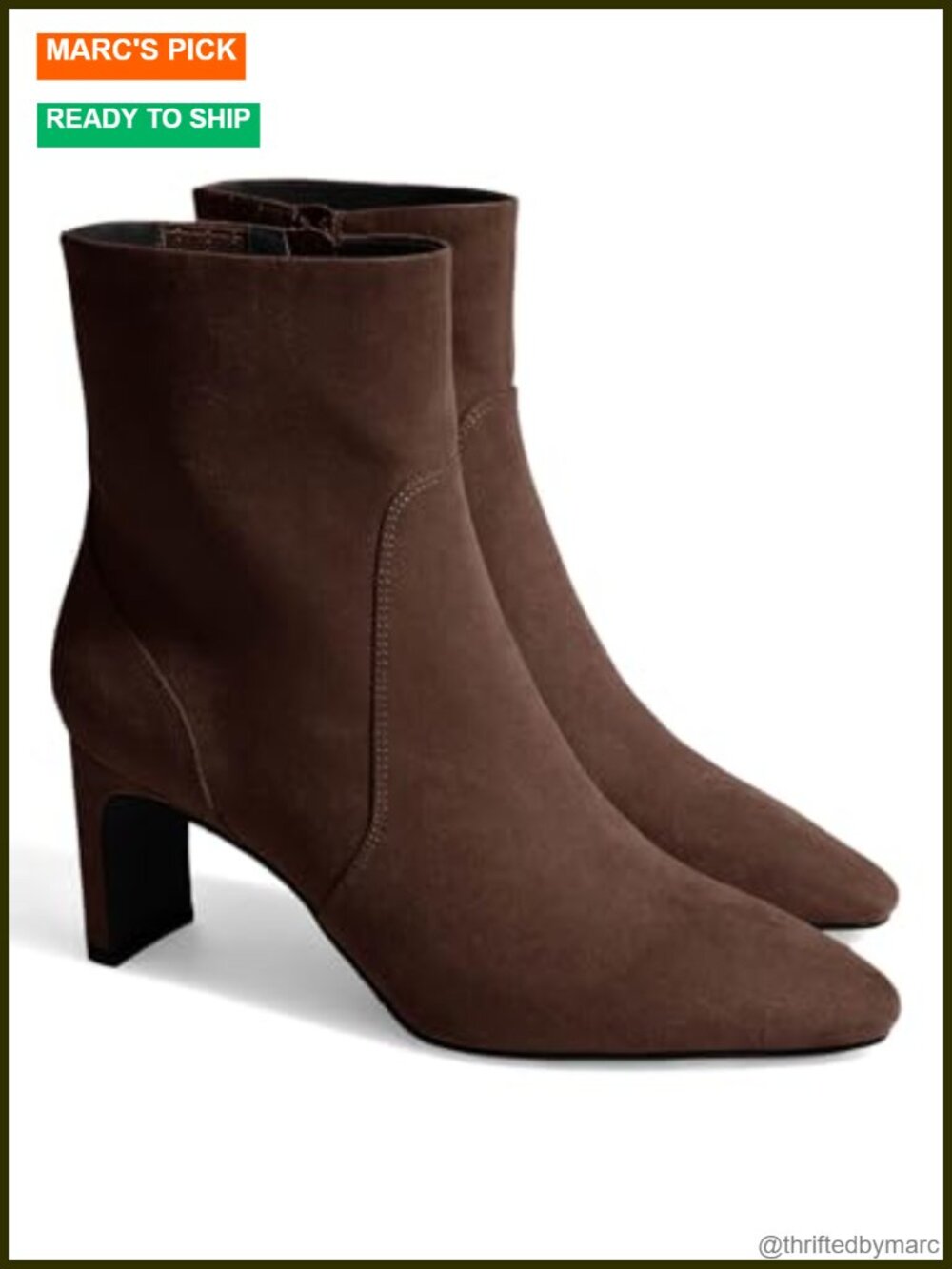 Chunky Low Heel Ankle Boots Square Pointed Toe Side Zipper Faux Suede Fall